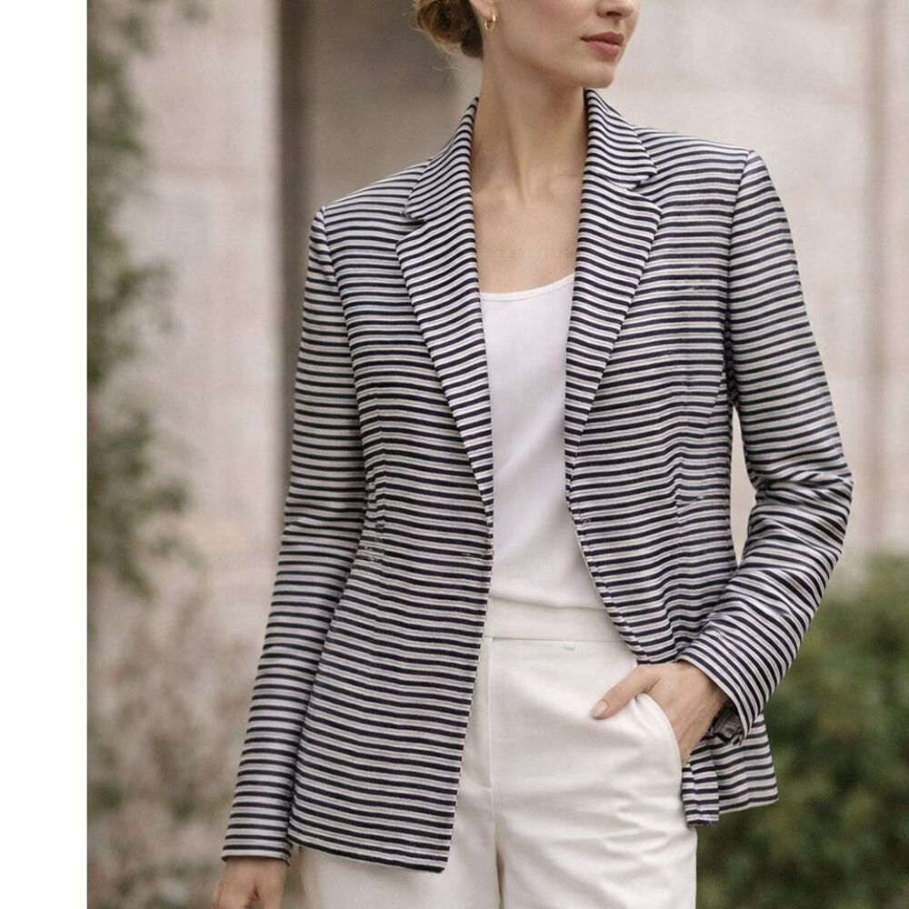 Striped Black and White Women's Blazer